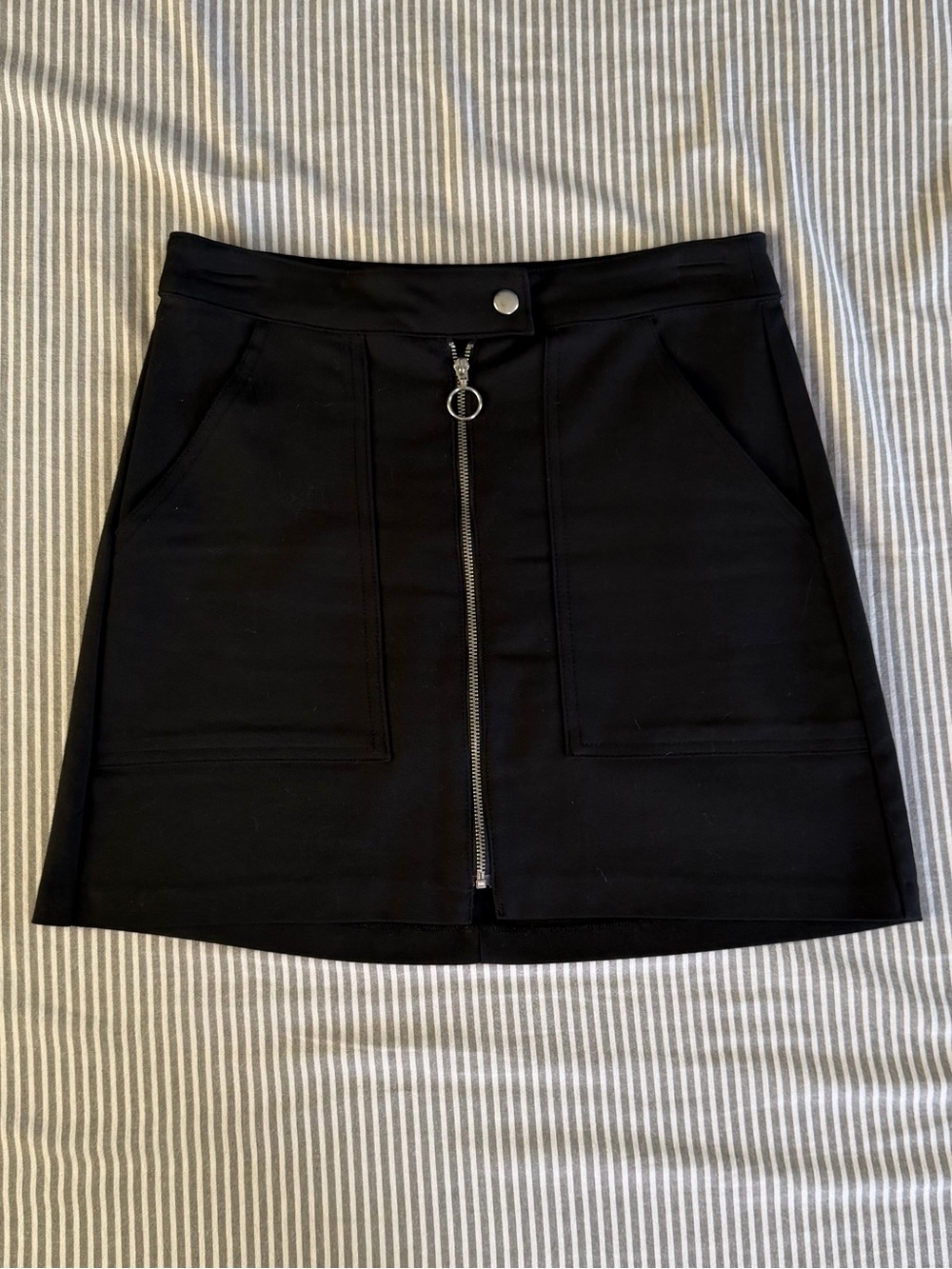 Bershka Black A-Line Mini Skirt with Front Zip